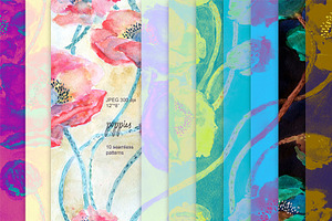 Poppies Seamless Watercolor Set