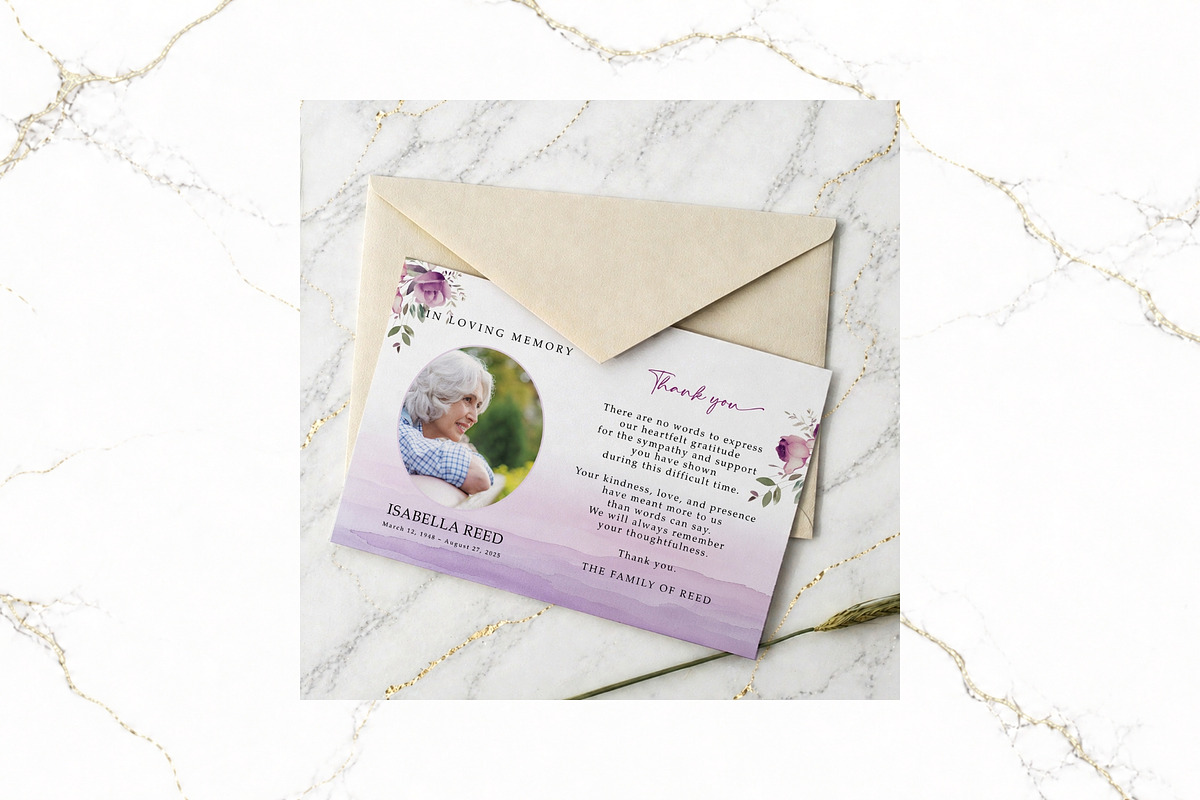 Funeral Thank You Card Canva FR009, a Card Template by TyphoonStudio (Photo 3 of 6)