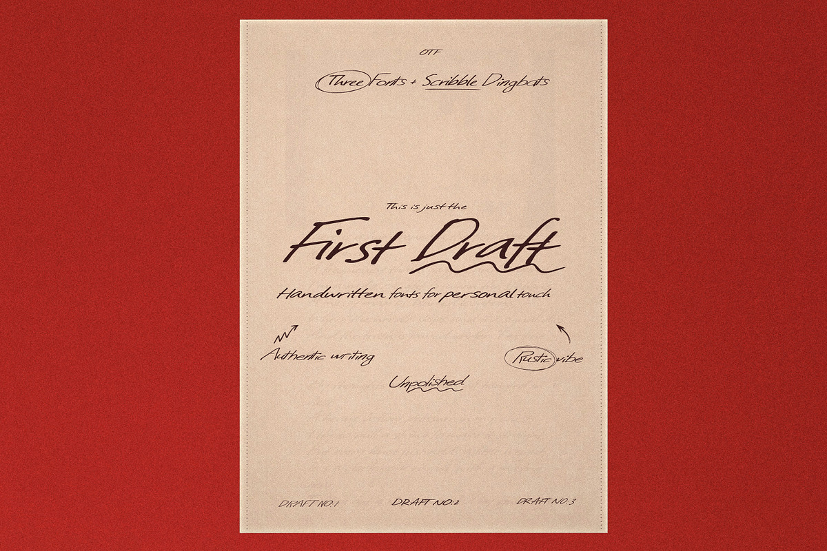 First Draft - Rough Handwritten Font, a Handwritten Font by AndrewPixelType (Photo 1 of 13)