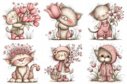 Whimsical Spring Cats Clipart, an Illustration by Daily.Designs (Thumbnail 6 of 6)