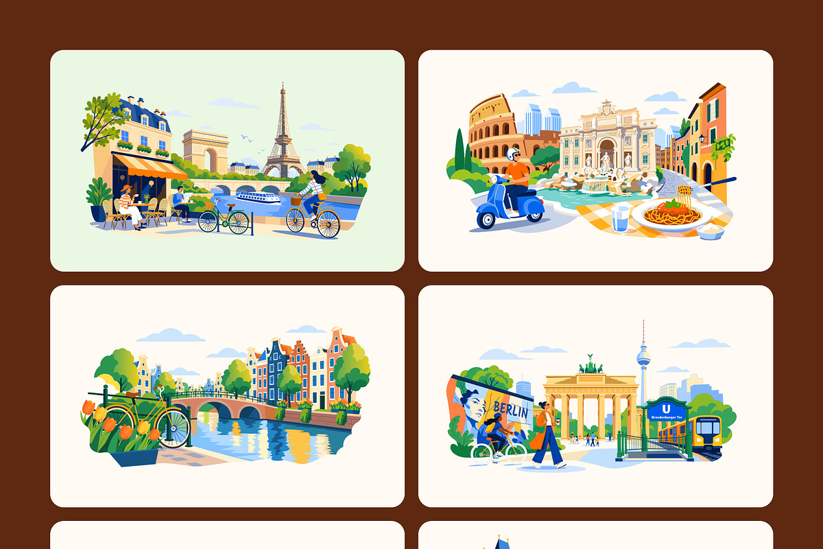 30 Famous US & European Cities, a Transportation Illustration by Vectors Market (Photo 10 of 10)