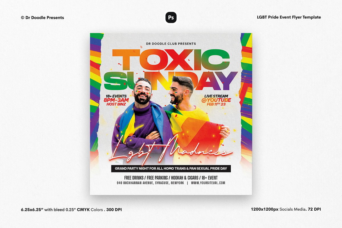 LGBT Pride Event Flyer, a Flyer Template by iDoodle Studio