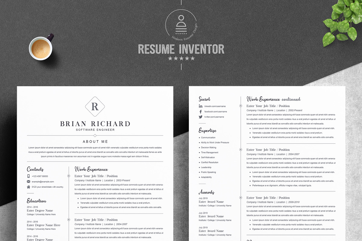 Clean Word Resume / CV Template, a Resume Template by ResumeInventor
