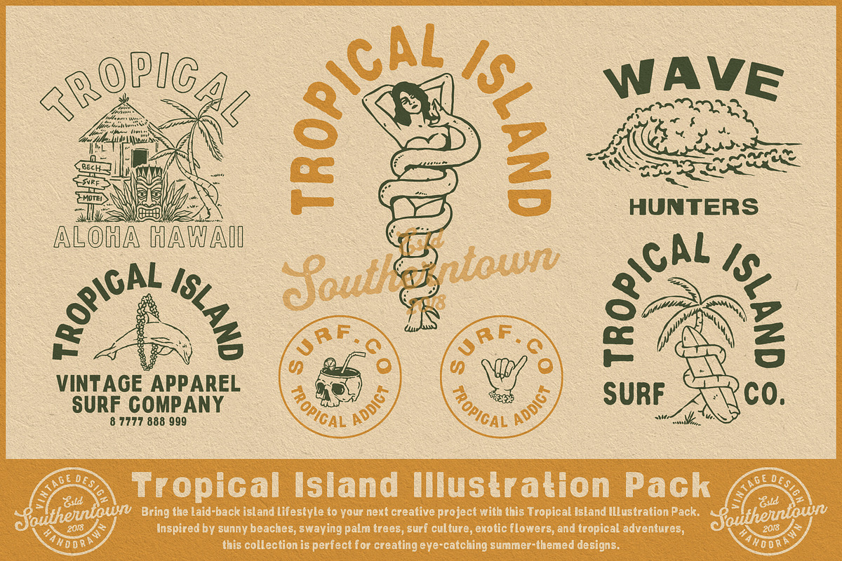 Tropical Island Illustration Pack, an Object Illustration by Southerntown (Photo 3 of 7)