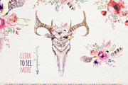Watercolor boho skulls, a Decorative Illustration by Peace ART (Thumbnail 2 of 7)