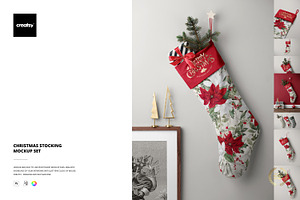 Christmas Stocking Mockup Set, a Merchandise Mockup by creatsy5