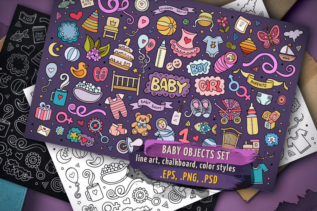 Baby Objects & Symbols Set, an Object Graphic by BALABOLKA (Photo 1 of 4)