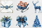 Watercolor Blue Christmas Clipart, an Illustration by Black Bird Studio (Thumbnail 4 of 6)
