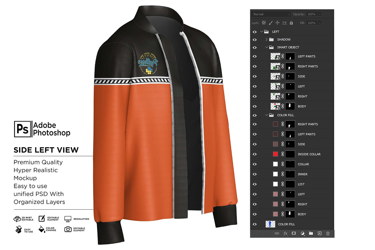 Bomber Jacket Zipper Mockup, a Shirt Mockup by Nanggroe Scripting (Photo 9 of 9)