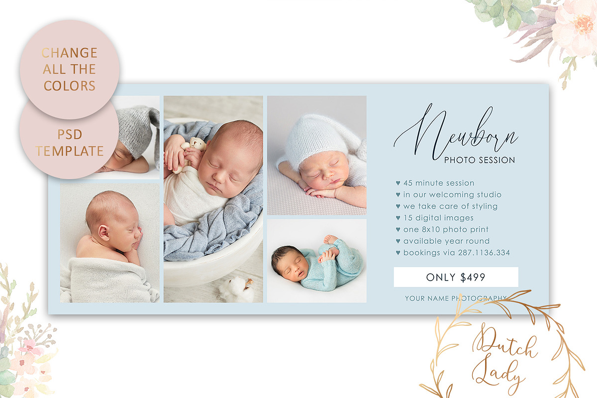 PSD Photo Session Card Template #69, a Card Template by The Dutch Lady ...