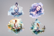 Watercolor Meditation Cliparts, an Illustration by Mash Mash Stickers (Thumbnail 9 of 9)
