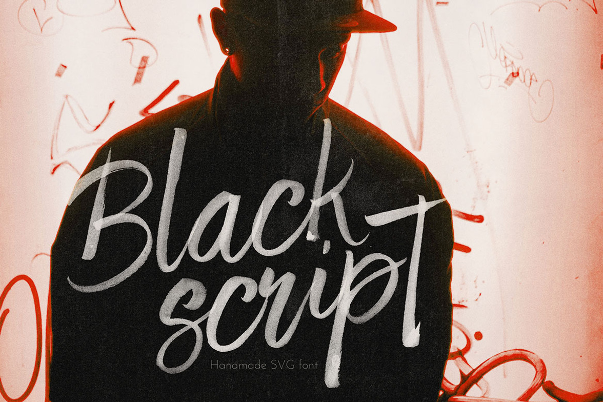 Black Script SVG Bold Brush Font, a Script Font by Cruzine (Photo 1 of 7)