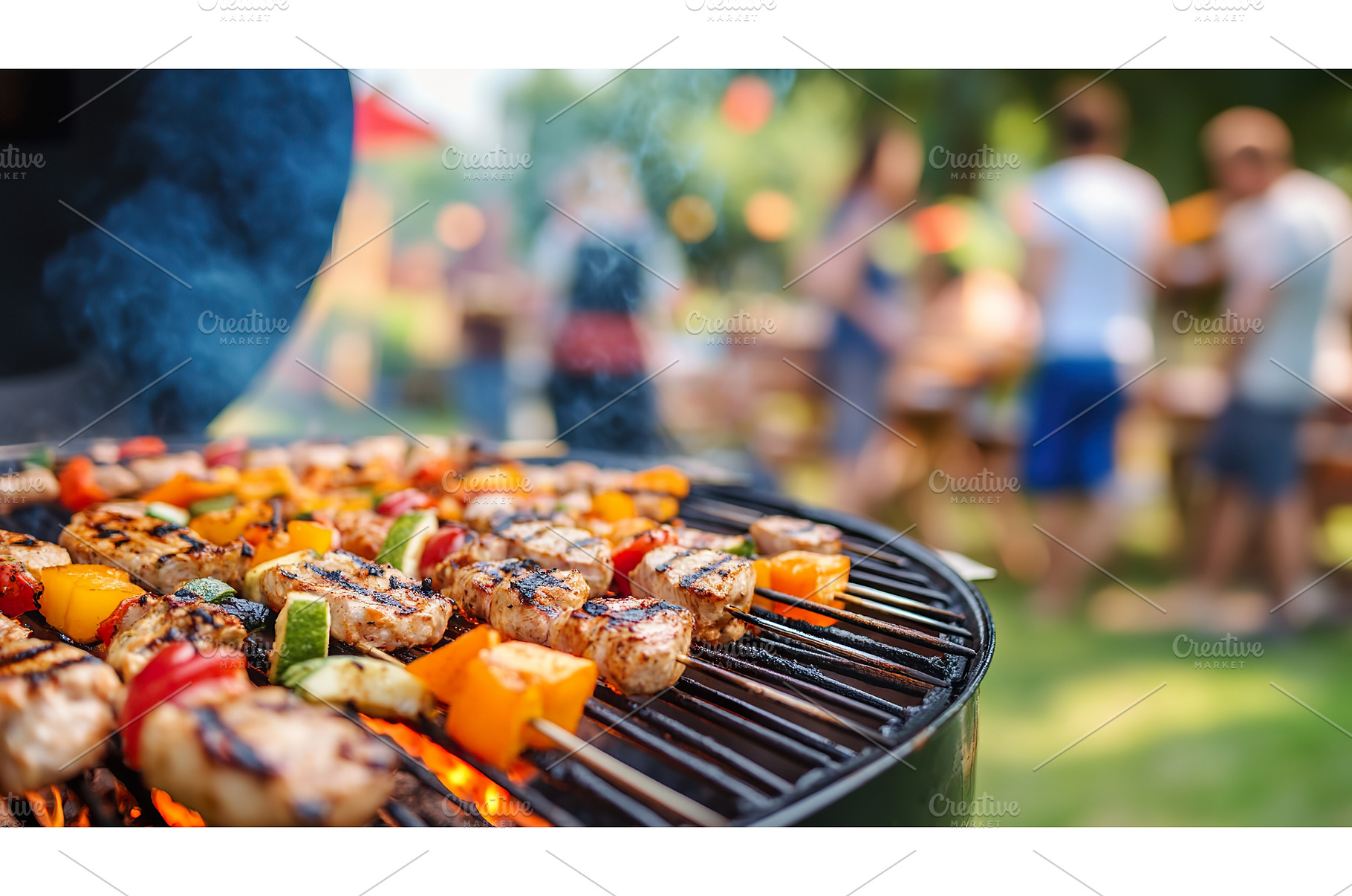 Grilled skewers at outdoor summer, a Nature Photo by Lermont51