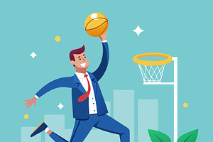 man jumping to dunk basketball, a Sport Illustration by SouravDesign