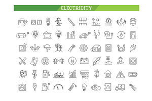 Electricity icons, an Outline Icon by Tettygreen