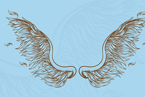 Angel wings hand drawn set
