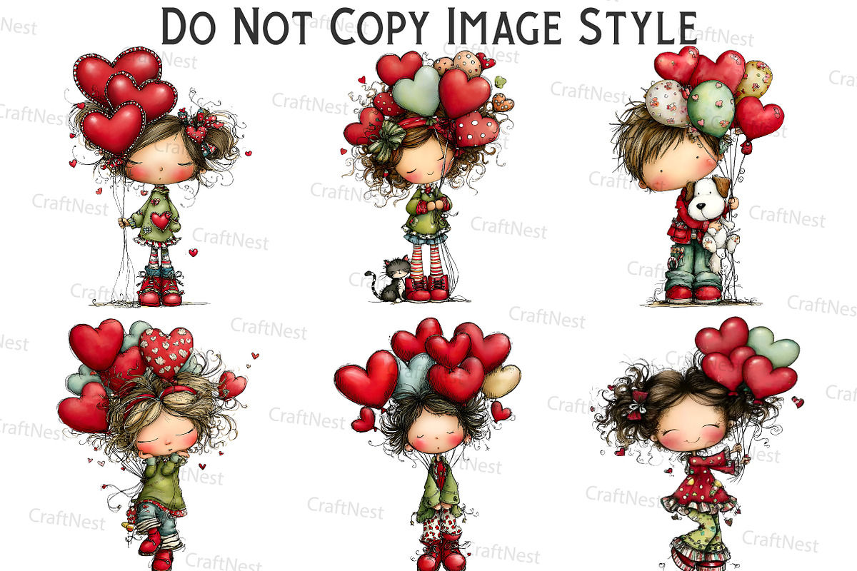 Whimsical Cute Kids With Balloons, an Illustration by Craft Nest (Photo 5 of 7)
