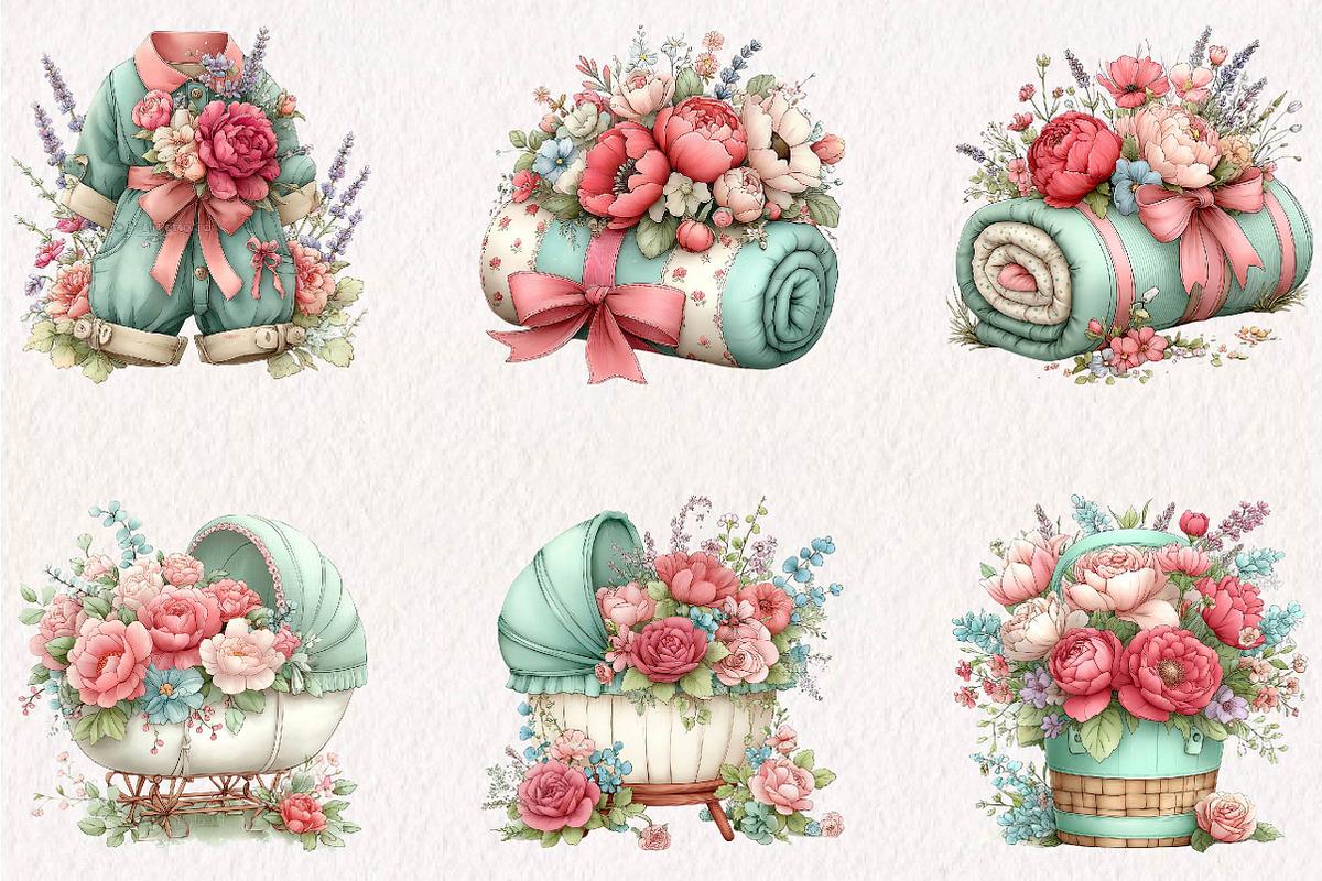 Baby in Bloom Clipart, a Seasonal Illustration by CreationArt (Photo 3 of 7)
