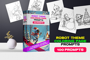 Coloring Page Prompts - Robot Theme, a Stationery Template by Graphic Template