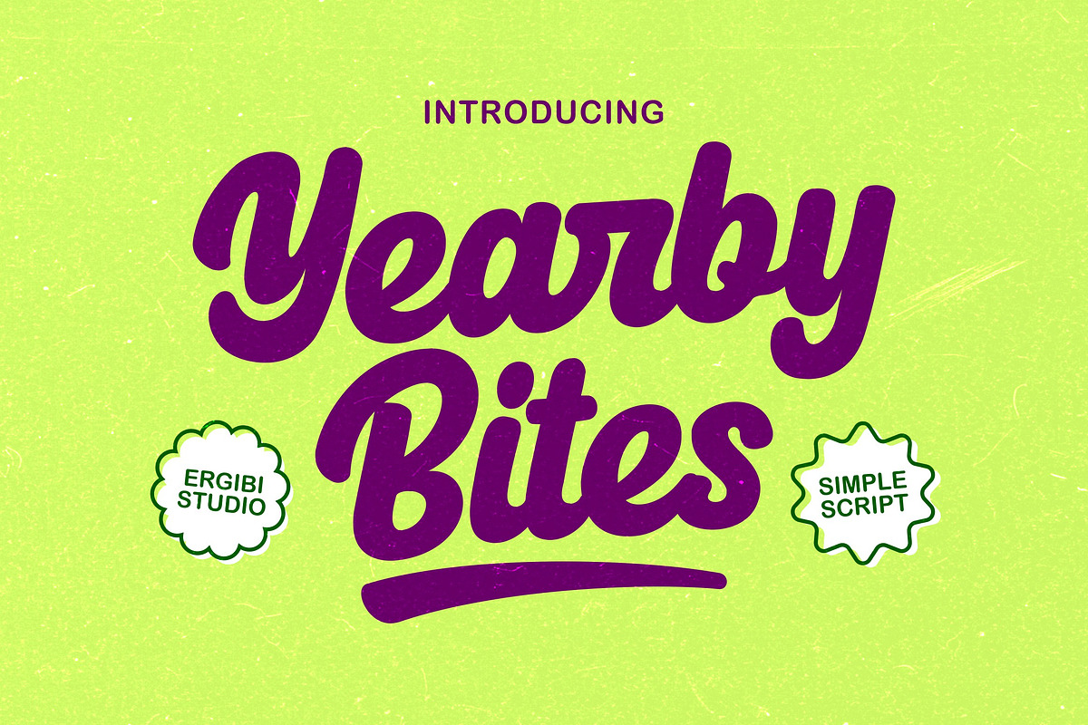 Yearby Bites - Simple Script, a Script Font by ErgibiStudio (Photo 1 of 12)