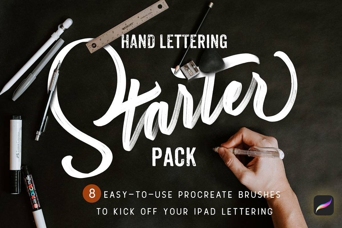 Lettering Starter Procreate Brushes, a Brush Add-On by Inky Pixels (Photo 1 of 6)