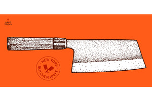 Butcher Knife. Hand drawn sketch
