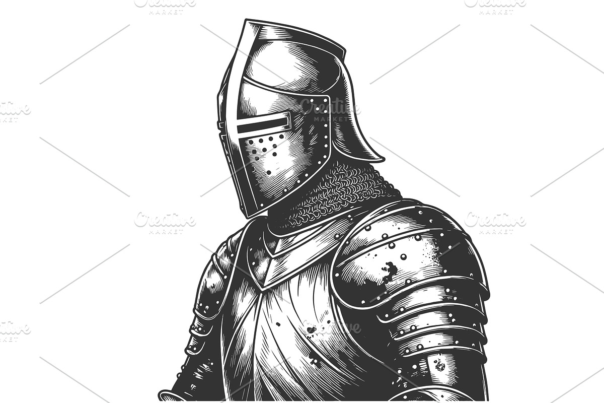 Medieval Knight Armor With Cross, an Illustration by AlexArt