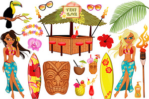 Luau Clip Art Graphics Set