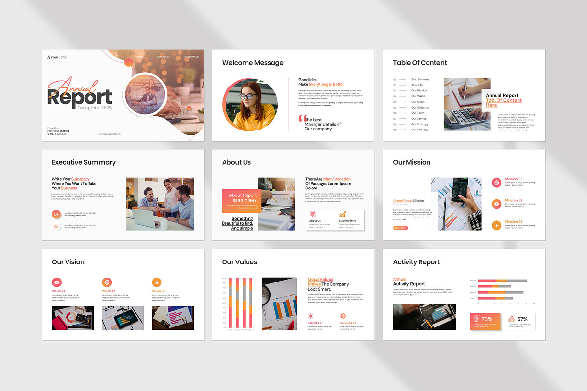 Annual Report Presentation Template, a Presentation Template by evgenystudio (Photo 6 of 8)
