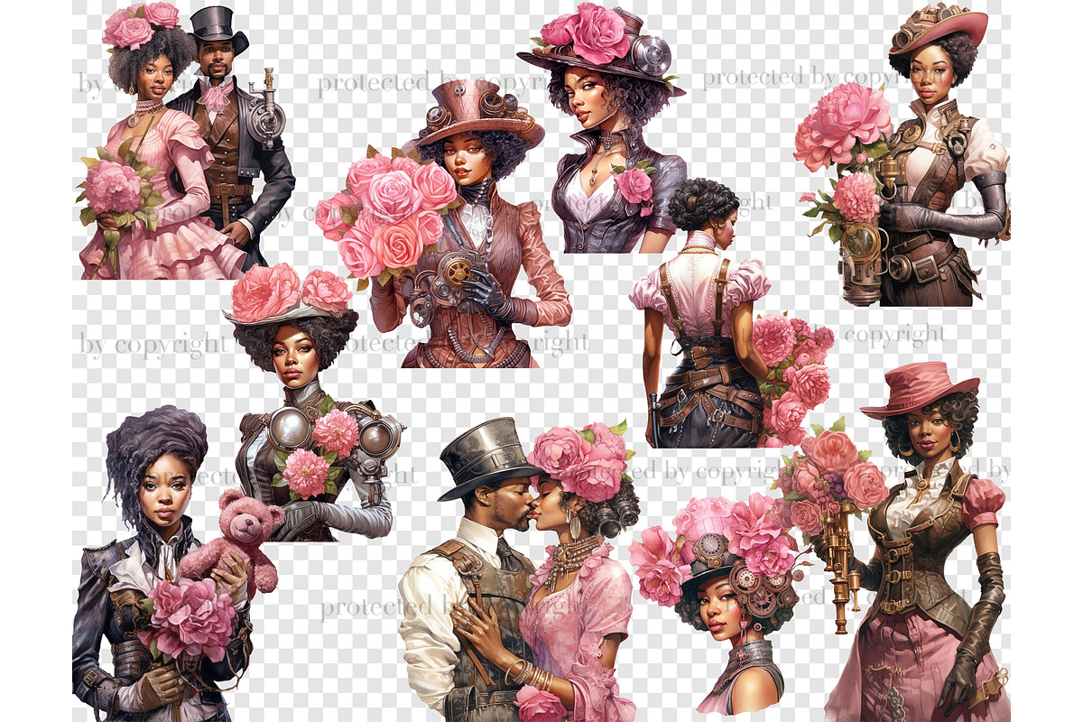 Pink Steampunk Valentine's Day PNG, a Seasonal Illustration by GlamArtZhanna (Photo 4 of 4)
