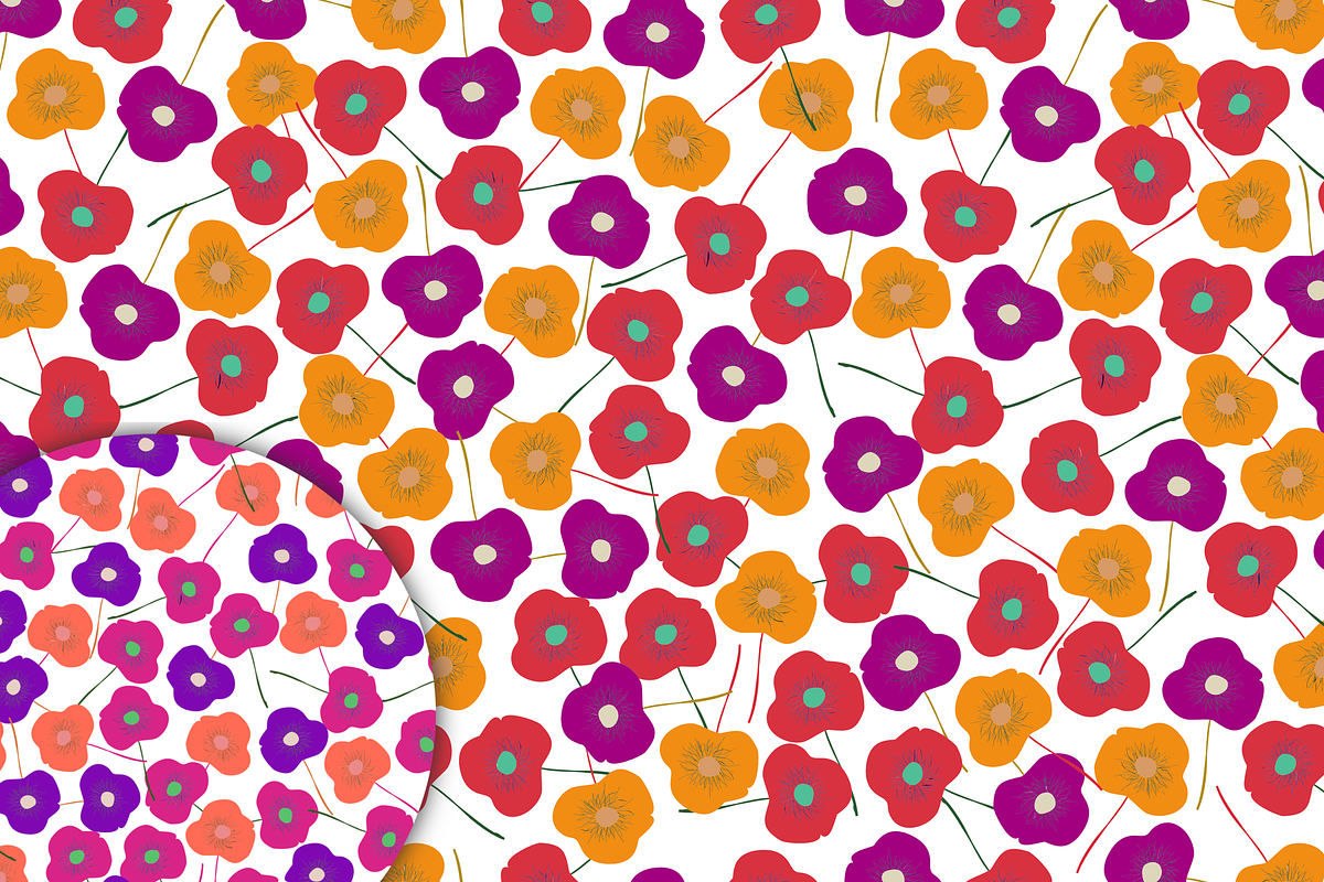 Four Floral Patterns & Swatches, a Pattern Graphic by Anny Cecilia Walter (Photo 2 of 3)
