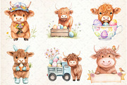 Highland Cow Easter Clipart, an Illustration by Watercolor design (Thumbnail 3 of 4)