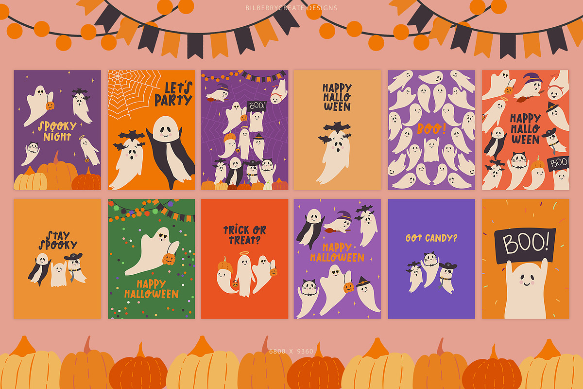 Spooky Night halloween clip art, a Seasonal Illustration by BilberryCreates (Photo 3 of 16)