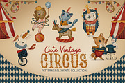 Vintage Circus Animals Clipart, an Animal Illustration by PenguinArtStudio (Thumbnail 1 of 8)