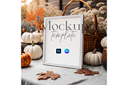 Rustic Autumn Frame Mockup on Table, a Product Mockup by MockupWizard (Thumbnail 1 of 5)