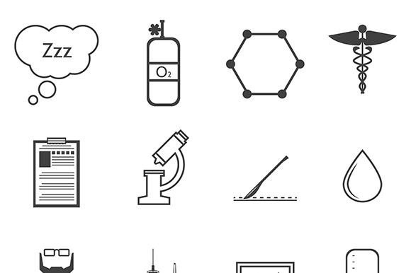 Anesthesiology Black Vector Icons