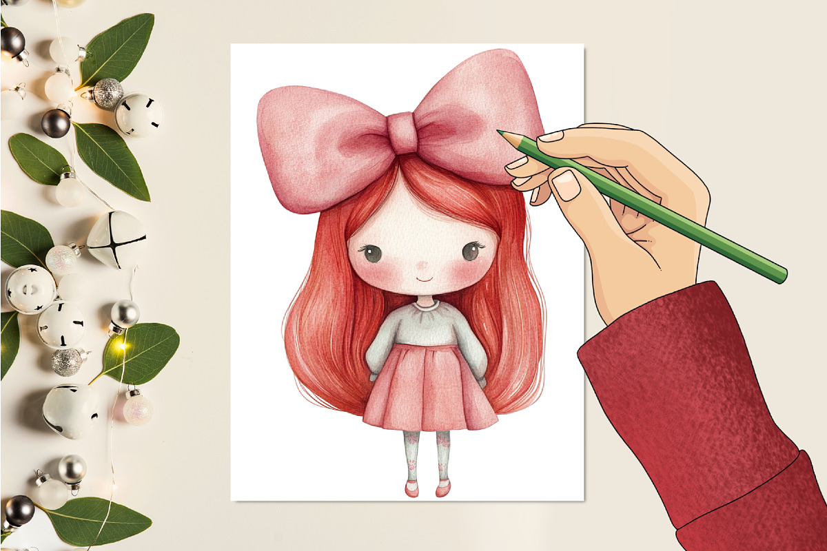Watercolor Little Coquette Clipart, a Seasonal Illustration by CitraGraphics (Photo 6 of 7)