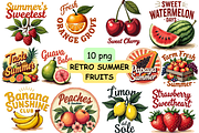 Retro Summer Fruits PNG Bundle, a Food Illustration by FloridPrintables (Thumbnail 1 of 8)