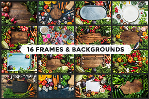 Vegetables. 16 Frames & Backgrounds