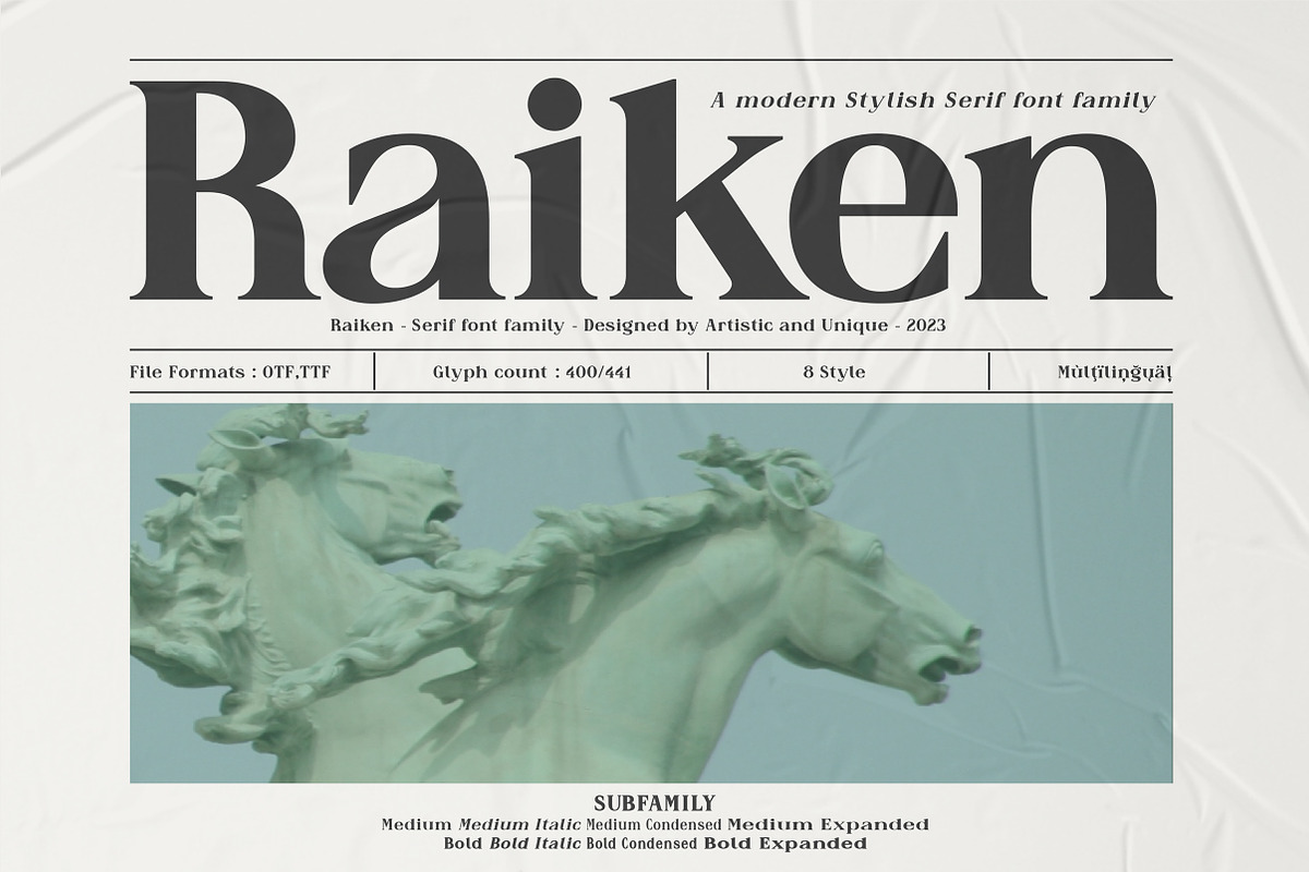 Raiken - Serif font family, a Serif Font by Artistic & Unique (Photo 2 of 14)