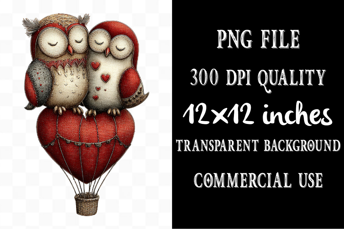 Whimsical Valentines Owls Clipart, an Illustration by Designking (Photo 4 of 5)