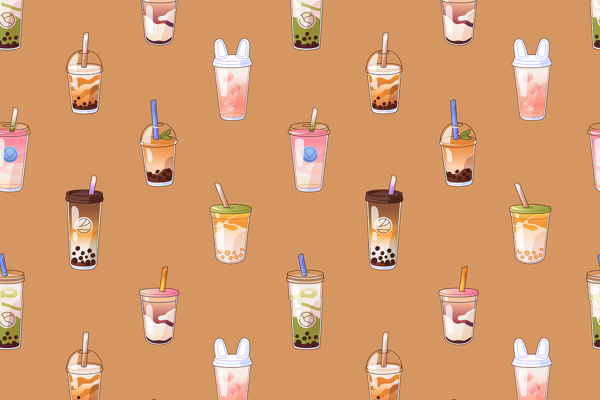 Bubble tea set + ad backgrounds, a Food Illustration by PaperTrident (Photo 9 of 11)