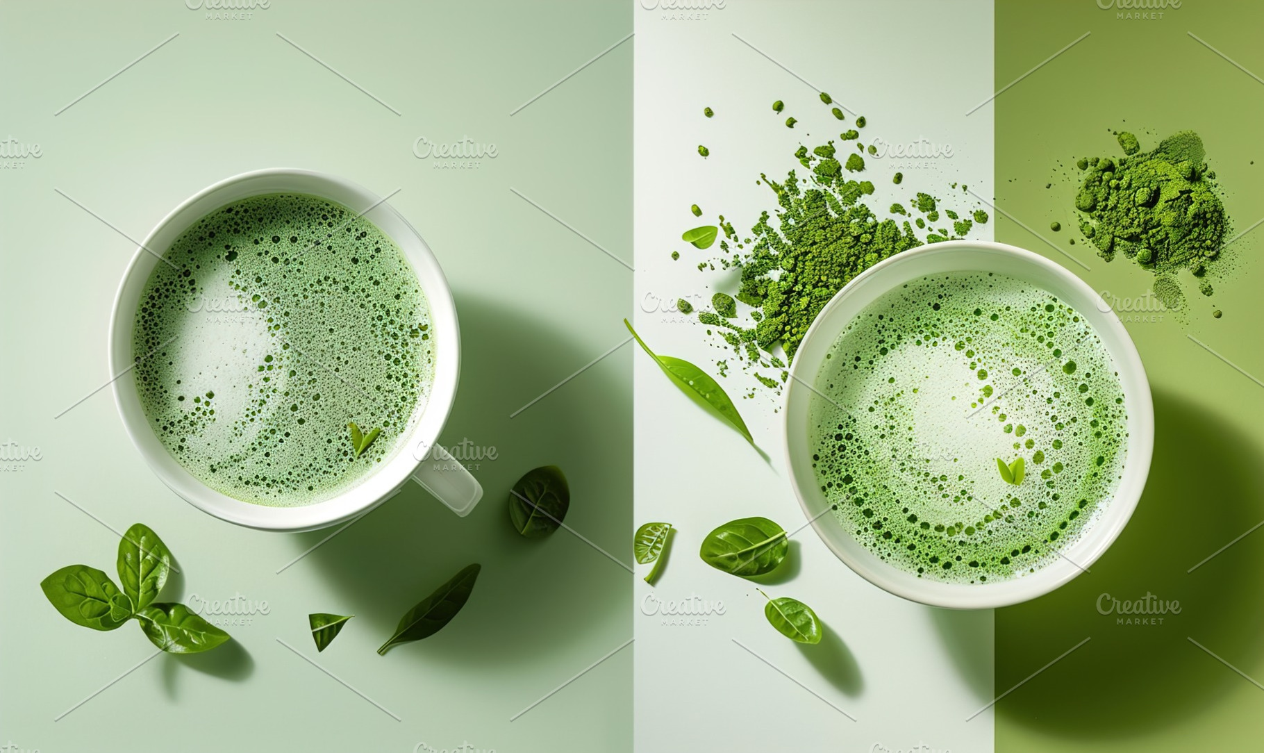 White bowl matcha powder and the ele, a Background Photo by Maylianaw28