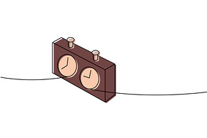 Minimalist line art of a chess clock, an Illustration by GraphiShop