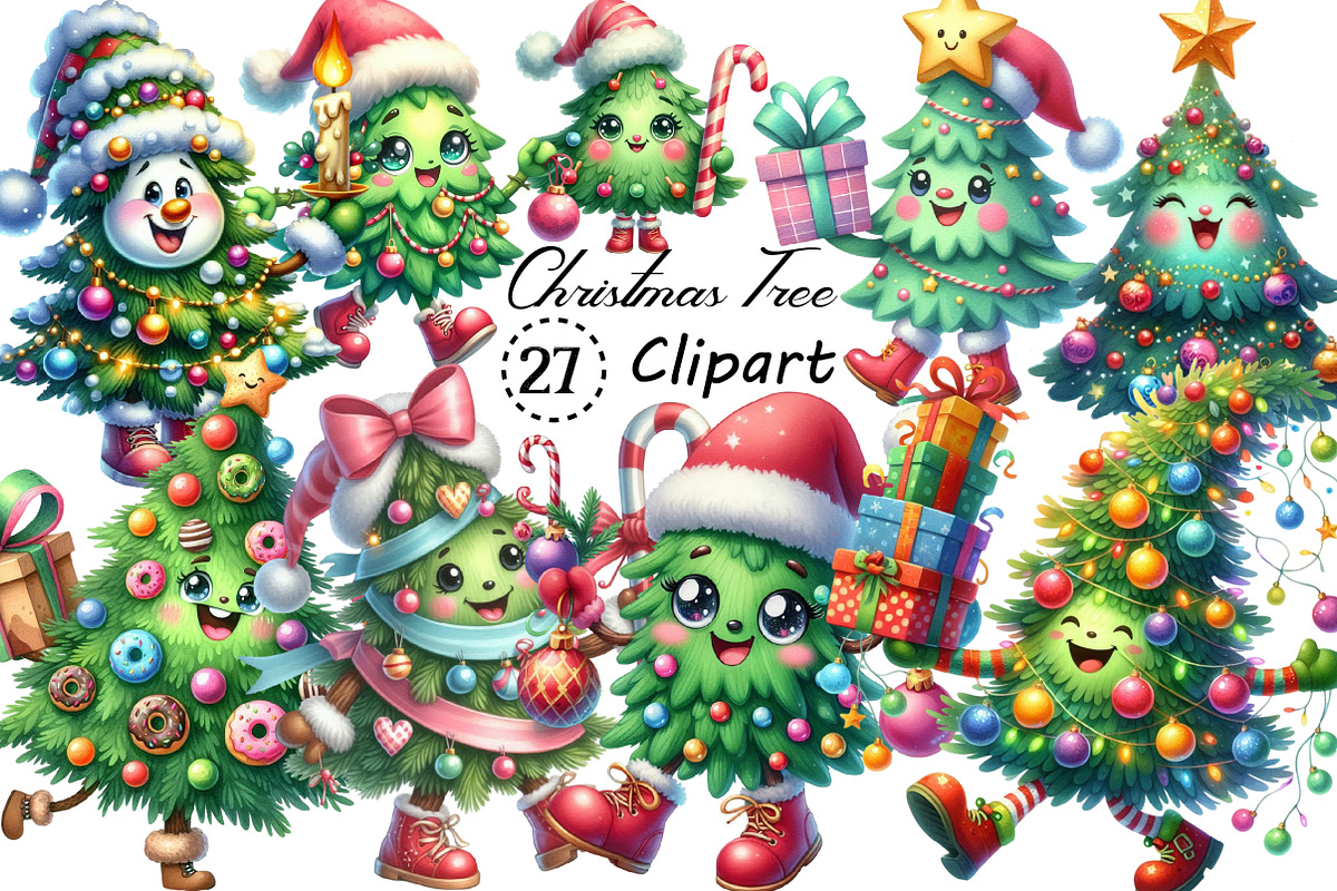 Kawaii Christmas Tree Character PNG, an Illustration by Creative Art (Photo 1 of 5)