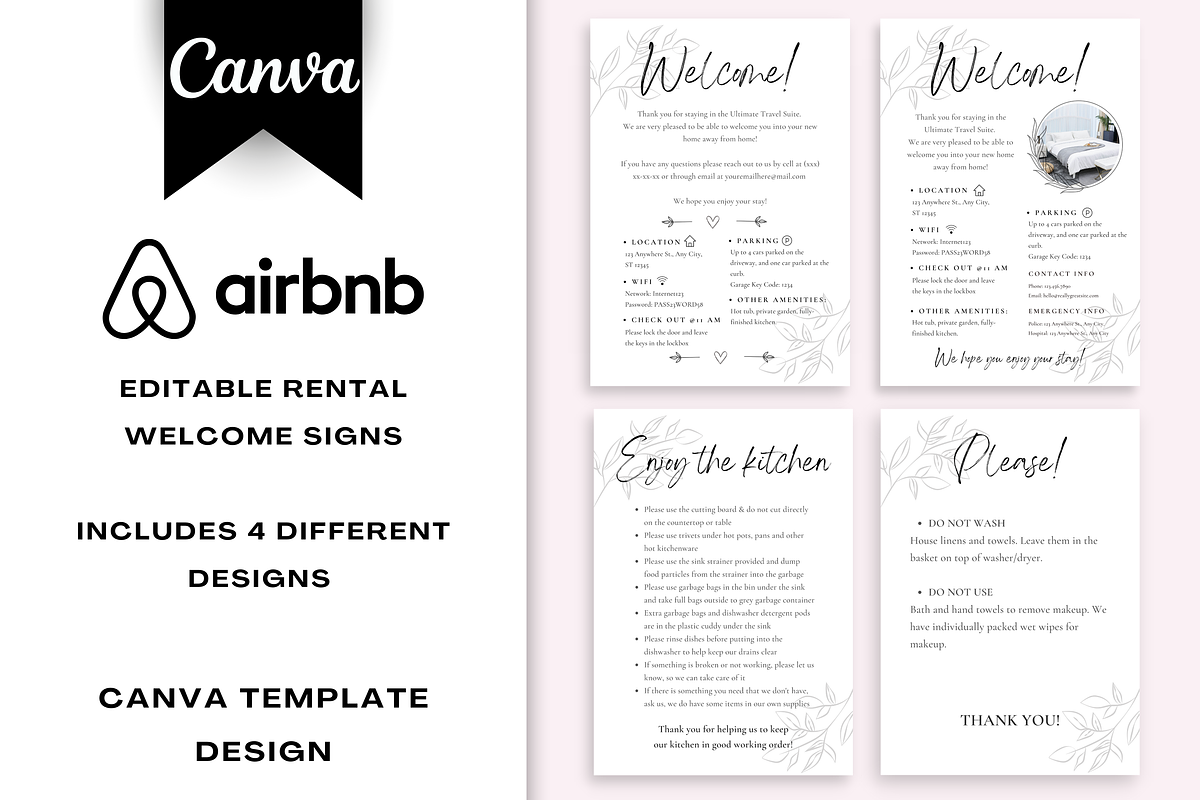 Airbnb Welcome Sign Canva Template, a Templates & Theme by Cosmic Design (Photo 1 of 8)