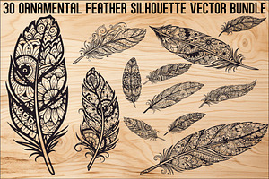 Ornamental Feather SVG Bundle, an Illustration by yasushie