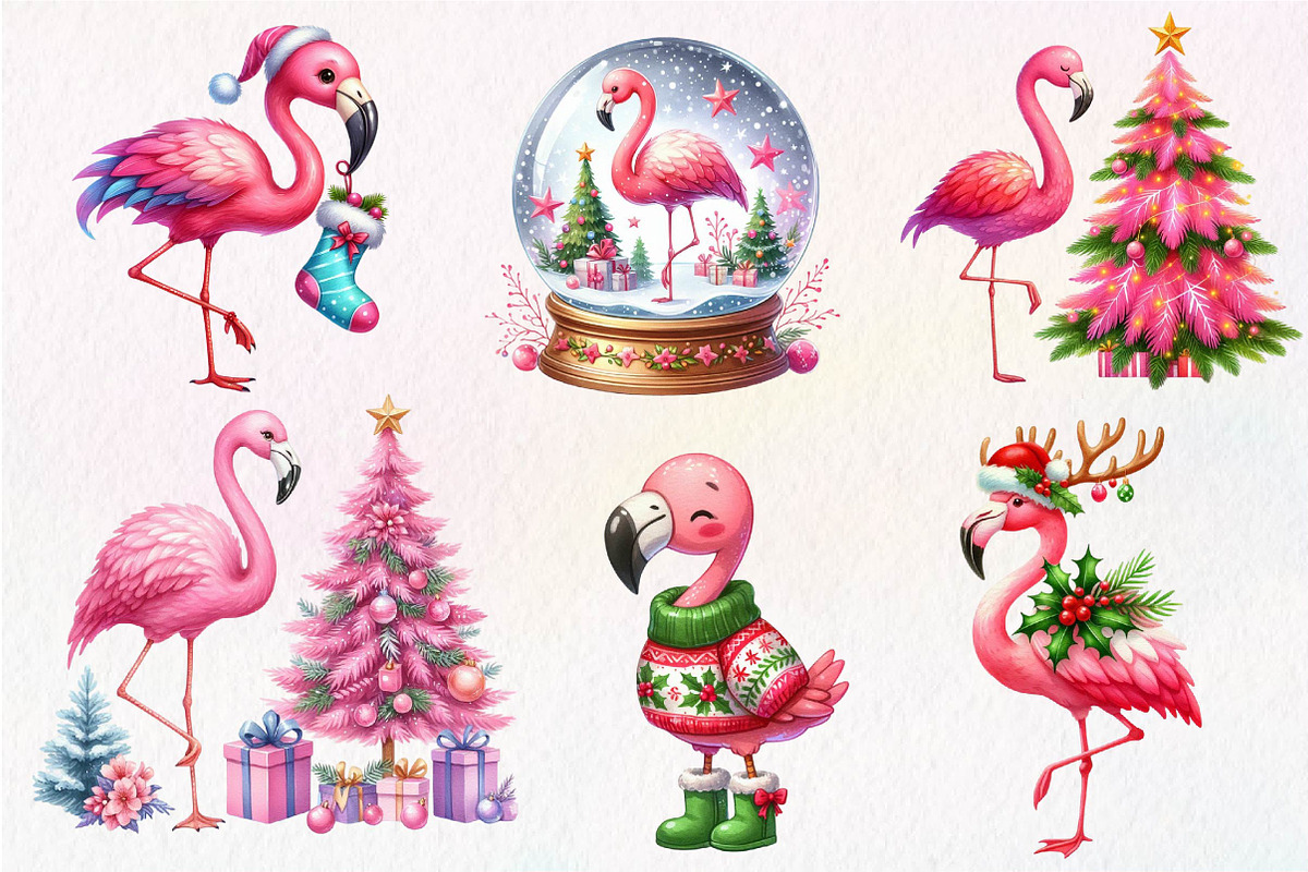Christmas Flamingo Sublimation, an Illustration by Dream Creation (Photo 4 of 5)