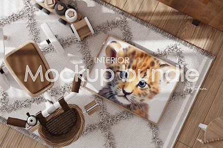 Frame mockup bundle in home interior, a Household Mockup by Artjafara