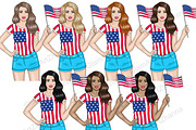 4th of July Girls Clipart, a Seasonal Illustration by GlamArtZhanna (Thumbnail 3 of 5)
